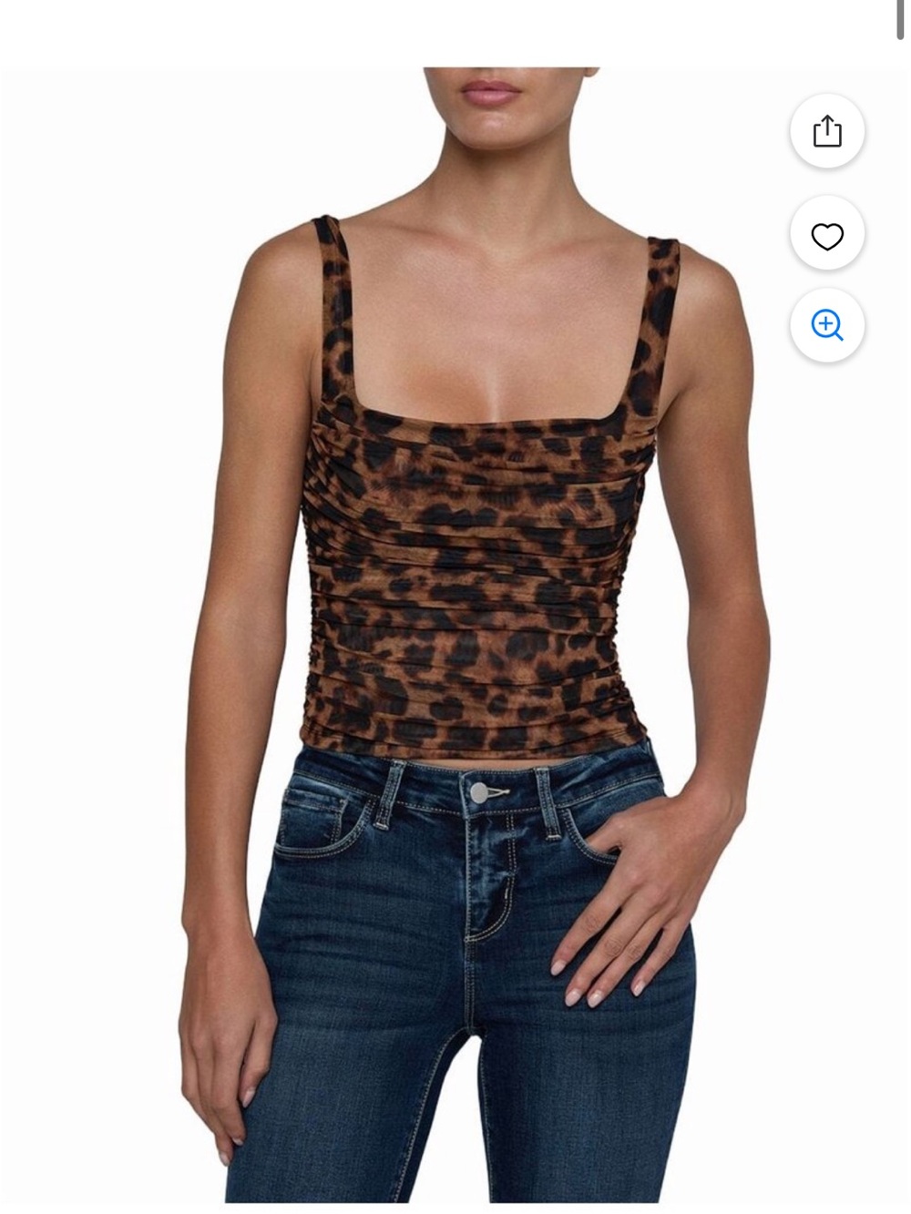 L'AGENCE Leopard Ruched Square-Neck Camisole - Brown/Black